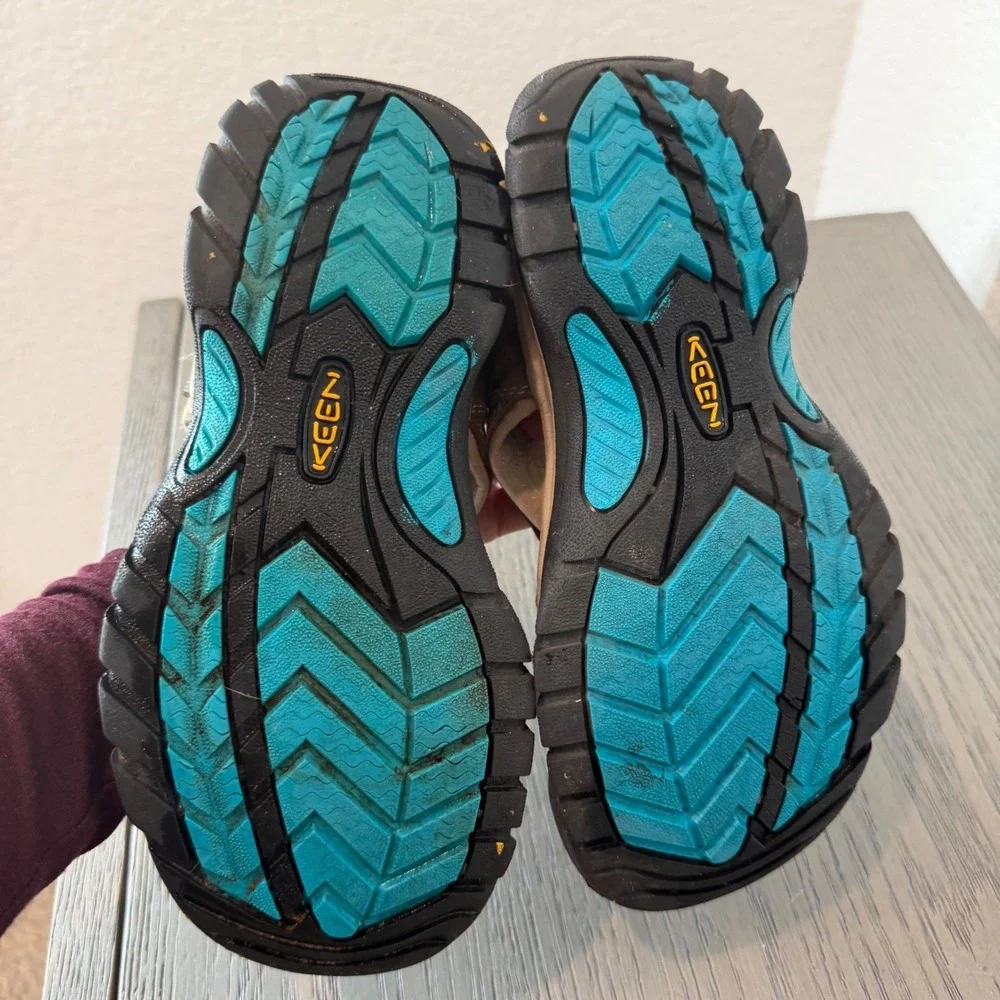 KEEN Whisper Waterproof Leather Hiking Sandals Brown Blue 1003993 Womens 6